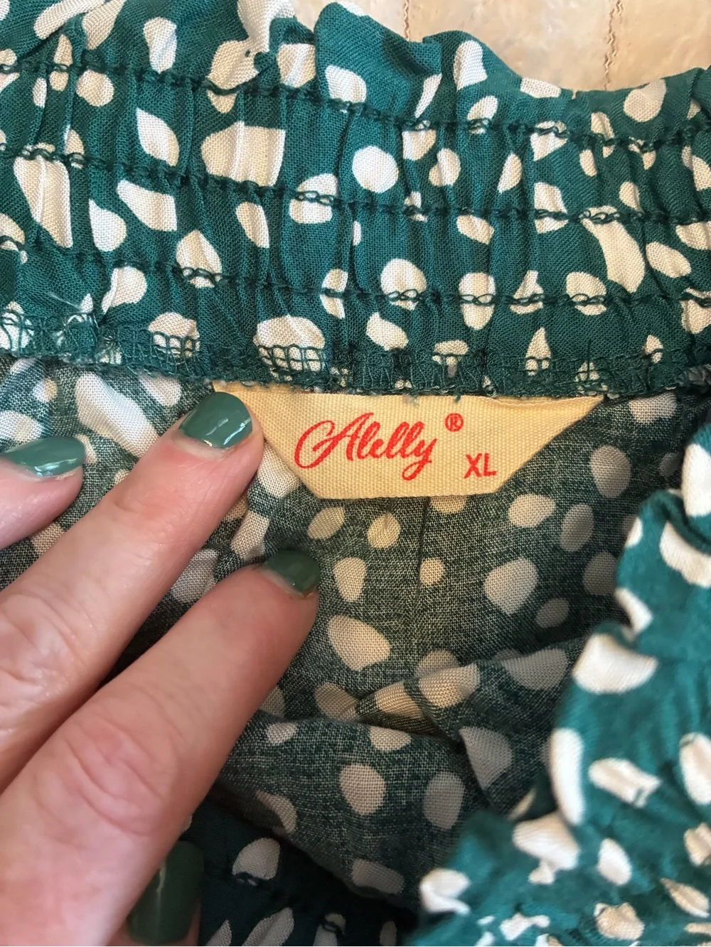 Alilly XL Green & White Ruffle Skirt Drawstring Waist